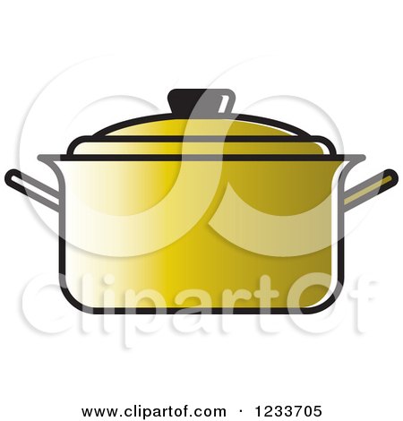 Clipart of a Gold Pot with a Lid - Royalty Free Vector Illustration by Lal Perera