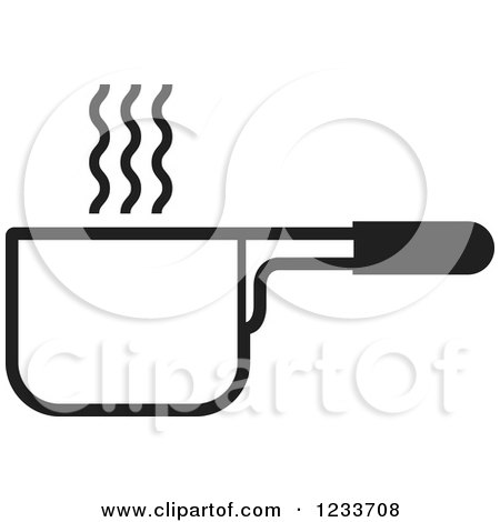 Clipart of a Black and White Sauce Pan - Royalty Free Vector Illustration by Lal Perera