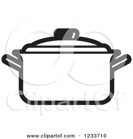 Clipart of a Black and White Pot with a Lid - Royalty Free Vector Illustration by Lal Perera