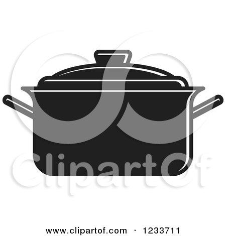 Clipart of a Black and White Pot with a Lid 2 - Royalty Free Vector Illustration by Lal Perera