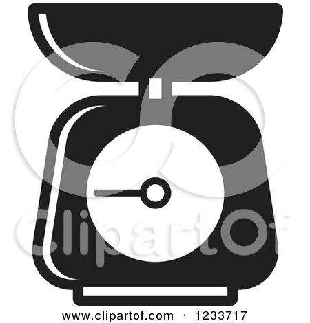 Clipart of a Black and White Food Scale 2 - Royalty Free Vector Illustration by Lal Perera