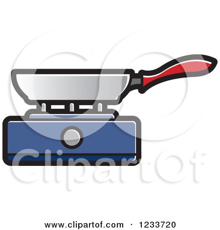 Clipart of a Pan on a Blue Burner - Royalty Free Vector Illustration by Lal Perera