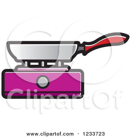 Clipart of a Pan on a Purple Burner - Royalty Free Vector Illustration by Lal Perera