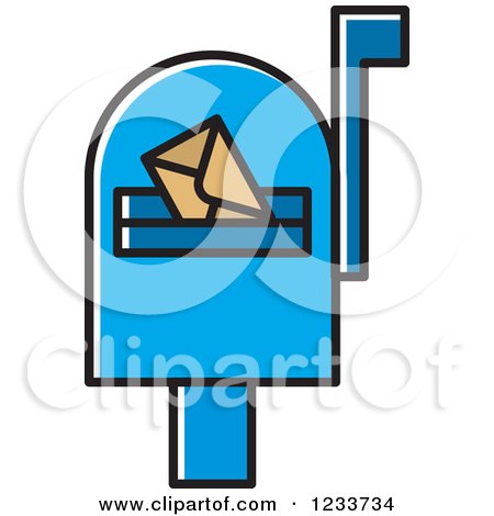 Clipart of a Biue Mailbox with an Envelope - Royalty Free Vector Illustration by Lal Perera