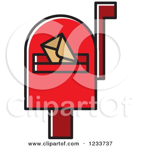 Clipart of a Red Mailbox with an Envelope - Royalty Free Vector Illustration by Lal Perera