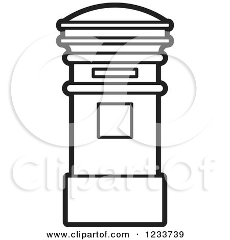 Clipart of a Black and White Post Box - Royalty Free Vector Illustration by Lal Perera