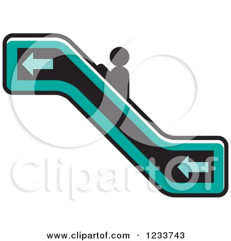 Clipart of a Person Going up a Turquoise Escalator - Royalty Free Vector Illustration by Lal Perera