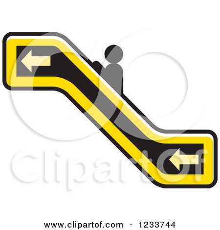 Clipart of a Person Going up a Yellow Escalator - Royalty Free Vector Illustration by Lal Perera