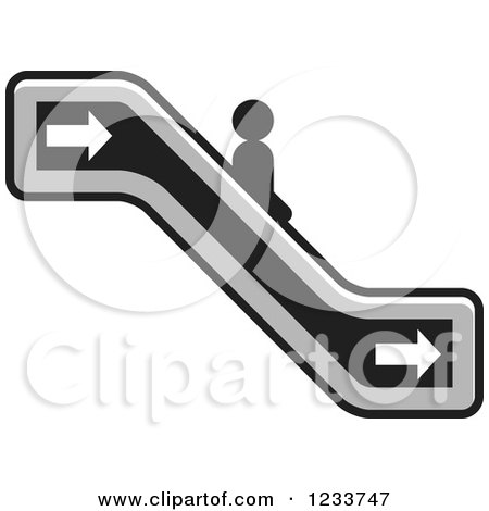 Clipart of a Person Going down a Grayscale Escalator - Royalty Free Vector Illustration by Lal Perera