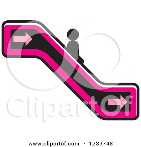 Clipart of a Person Going down a Pink Escalator - Royalty Free Vector Illustration by Lal Perera