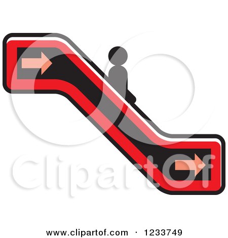 Clipart of a Person Going down a Red Escalator - Royalty Free Vector Illustration by Lal Perera