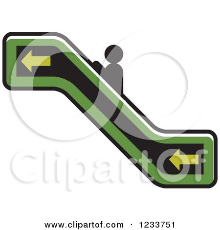 Clipart of a Person Going up a Green Escalator - Royalty Free Vector Illustration by Lal Perera