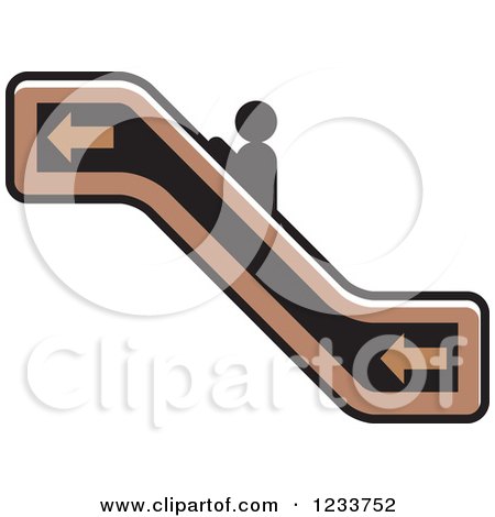 Clipart of a Person Going up a Brown Escalator - Royalty Free Vector Illustration by Lal Perera