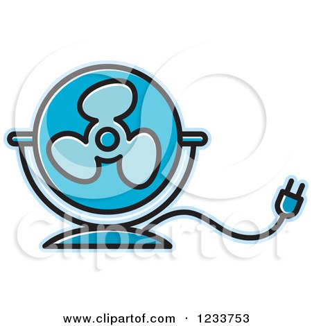 Clipart of a Blue Electric Fan - Royalty Free Vector Illustration by Lal Perera