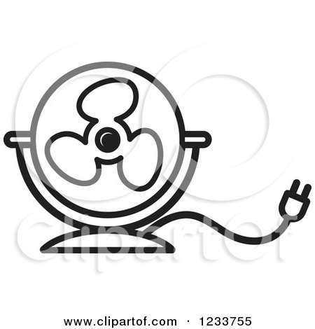 Clipart of a Black and White Electric Fan - Royalty Free Vector Illustration by Lal Perera