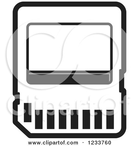 Clipart of a Black and White SD Flash Card - Royalty Free Vector Illustration by Lal Perera