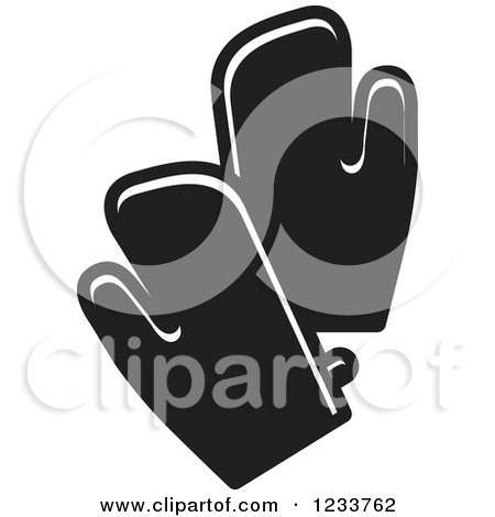 Clipart of Black and White Oven Mitts - Royalty Free Vector Illustration by Lal Perera