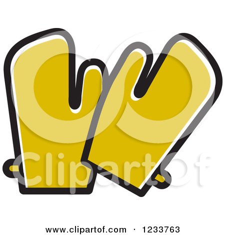 Clipart of Yellow Oven Mitts - Royalty Free Vector Illustration by Lal Perera