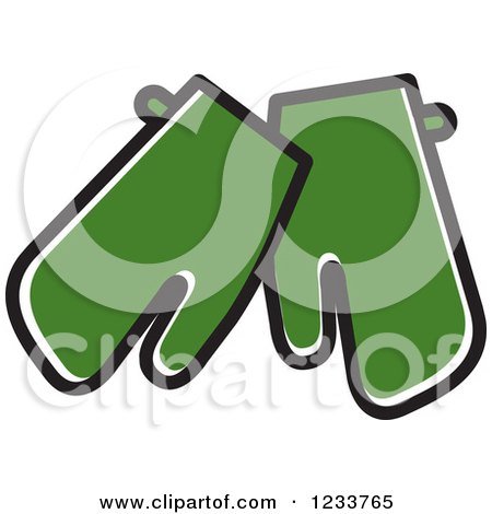 Clipart of Green Oven Mitts - Royalty Free Vector Illustration by Lal Perera