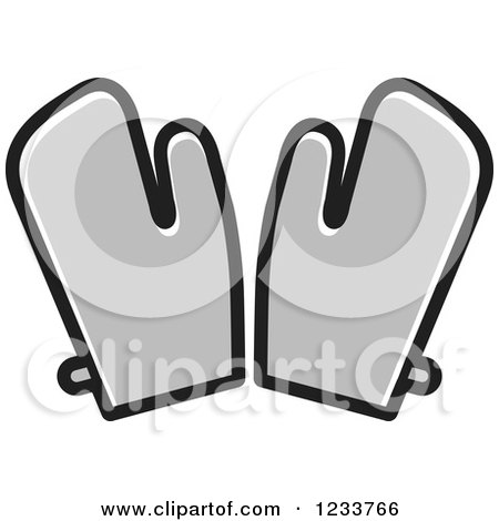 Clipart of Gray Oven Mitts - Royalty Free Vector Illustration by Lal Perera