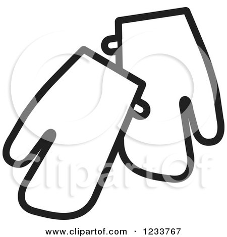 Clipart of Black and White Oven Mitts - Royalty Free Vector Illustration by Lal Perera