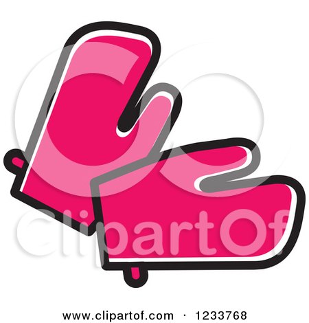 Clipart of Pink Oven Mitts - Royalty Free Vector Illustration by Lal Perera