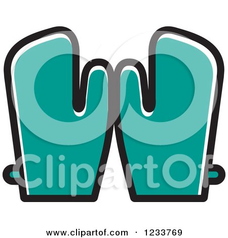 Clipart of Turquoise Oven Mitts - Royalty Free Vector Illustration by Lal Perera