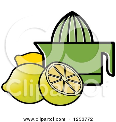 Clipart of a Green Squeezer and Lemons - Royalty Free Vector Illustration by Lal Perera