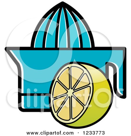 Clipart of a Blue Squeezer and Lemons - Royalty Free Vector Illustration by Lal Perera