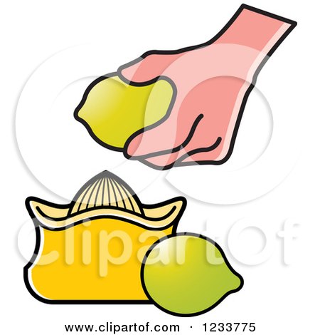 Clipart of a Hand Using a Lemon Squeezer - Royalty Free Vector Illustration by Lal Perera