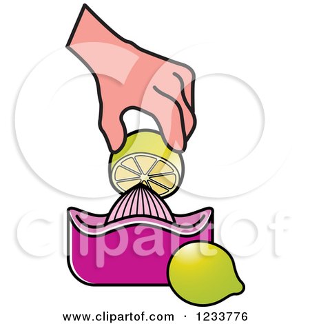 Clipart of a Hand Using a Lemon Squeezer 2 - Royalty Free Vector Illustration by Lal Perera