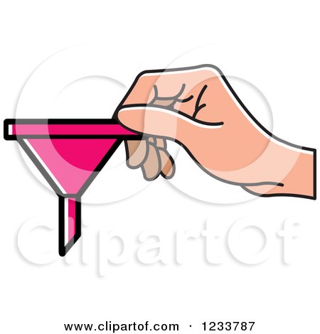 Clipart of a Hand Holding a Pink Funnel - Royalty Free Vector Illustration by Lal Perera