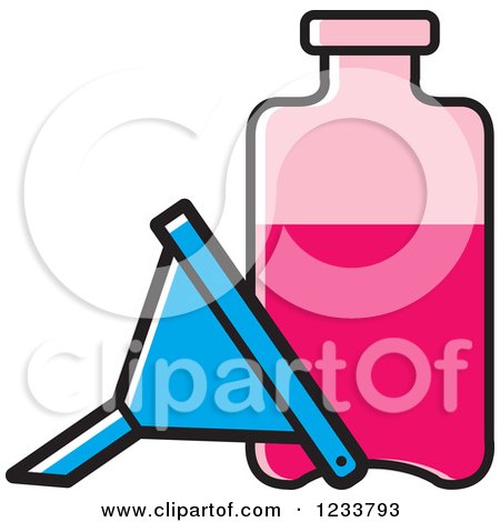 Clipart of a Funnel by a Bottle - Royalty Free Vector Illustration by Lal Perera