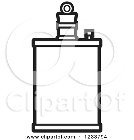Clipart of a Black and White Alcohol Flask - Royalty Free Vector Illustration by Lal Perera