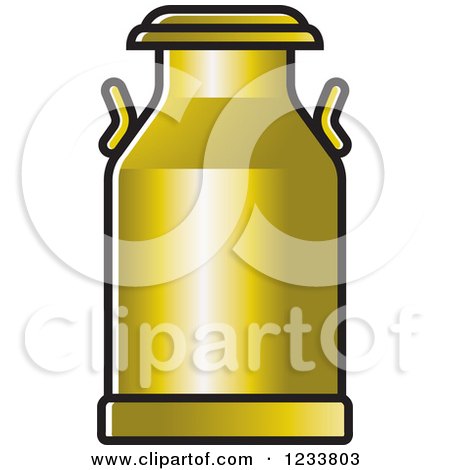 Clipart of a Gold Milk Can - Royalty Free Vector Illustration by Lal Perera