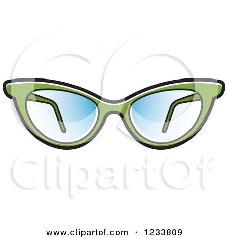 Clipart of a Pair of Stylish Green Eyeglasses - Royalty Free Vector Illustration by Lal Perera