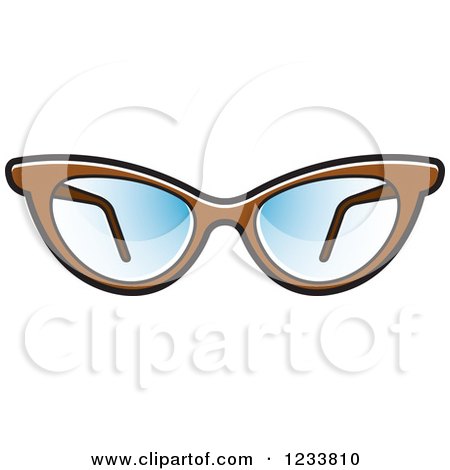 Clipart of a Pair of Stylish Brown Eyeglasses - Royalty Free Vector Illustration by Lal Perera