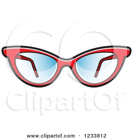 Clipart of a Pair of Stylish Red Eyeglasses - Royalty Free Vector Illustration by Lal Perera