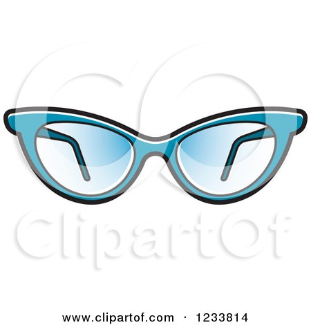 Clipart of a Pair of Stylish Blue Eyeglasses - Royalty Free Vector Illustration by Lal Perera