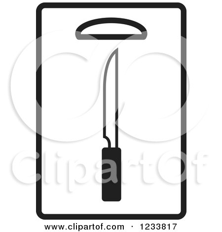 Clipart of a Knife on a Black and White Cutting Board - Royalty Free Vector Illustration by Lal Perera