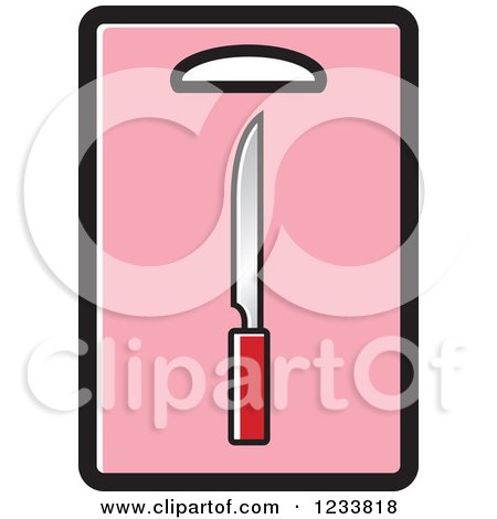 Clipart of a Knife on a Pink Cutting Board - Royalty Free Vector Illustration by Lal Perera