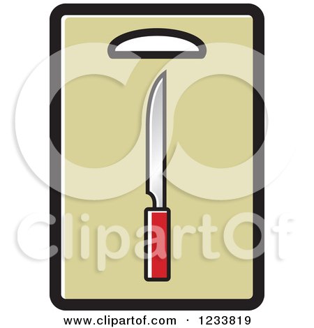 Clipart of a Knife on a Green Cutting Board - Royalty Free Vector Illustration by Lal Perera