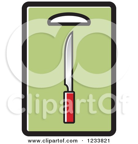Clipart of a Knife on a Green Cutting Board 2 - Royalty Free Vector Illustration by Lal Perera