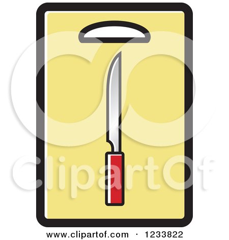 Clipart of a Knife on a Yellow Cutting Board - Royalty Free Vector Illustration by Lal Perera