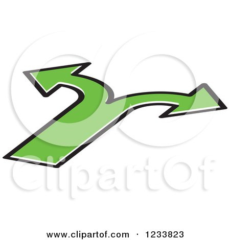 Clipart of Green Arrows Forking into Different Directions 3 - Royalty Free Vector Illustration by Lal Perera