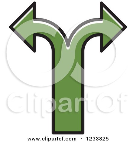 Clipart of Green Arrows Forking into Different Directions 2 - Royalty Free Vector Illustration by Lal Perera