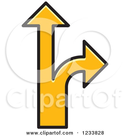 Clipart of Yellow Arrows Forking into Different Directions - Royalty Free Vector Illustration by Lal Perera