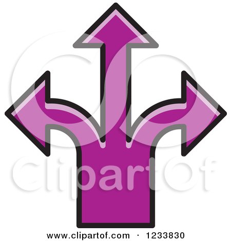 Clipart of Purple Arrows Forking into Different Directions - Royalty Free Vector Illustration by Lal Perera