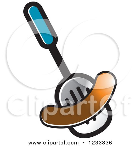 Clipart of a Leak Shovel Spatula with a Sausage - Royalty Free Vector Illustration by Lal Perera