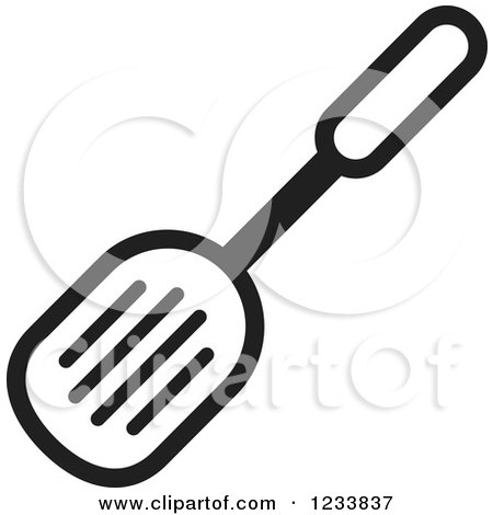 Clipart of a Black and White Leak Shovel Spatula - Royalty Free Vector Illustration by Lal Perera